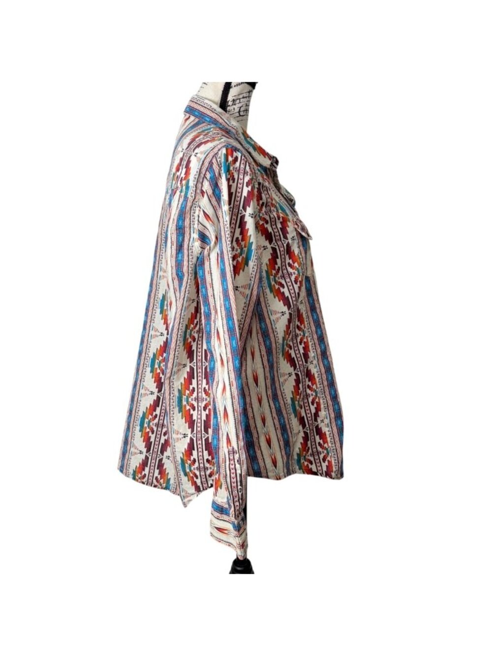 Cotton & Rye Womens XL Shirt Southwestern Pearl-Snap Aztec Long Sleeve Cotton - Picture 3 of 8